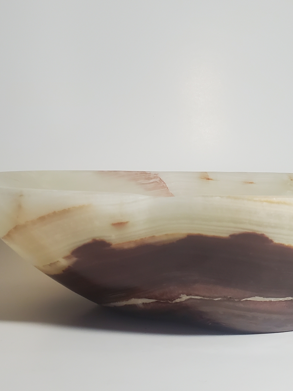 Handcrafted Onyx Polished Decorative Bowl in Cream & Brown Natural Banding - Picture 5 of 16